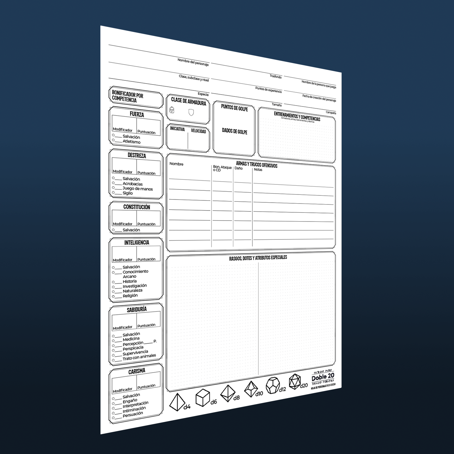 Hoja de personaje oficial de Doble 20 | 5e